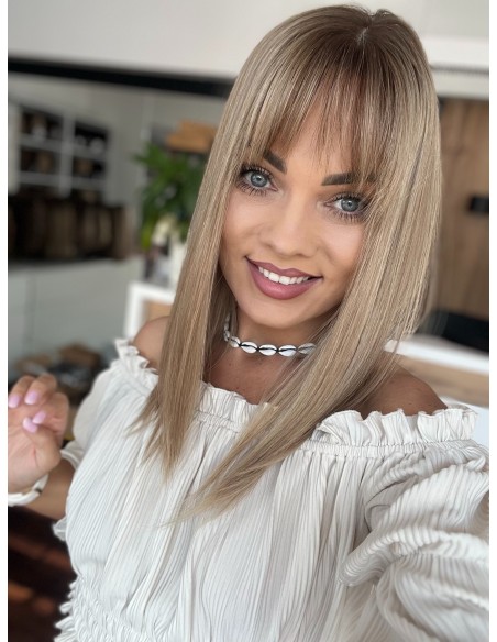 MILENA 40-45 CM  Z GRZYWKĄ TOPPER Z WŁOSÓW NATURALNYCH  PREMIUM