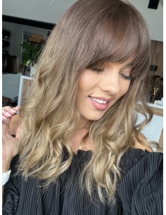 "Gabi z grzywką 40  cm Peruka z włosów naturalnych  falowanych "S/M" PREMIUM 2