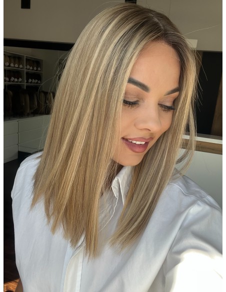 MILENA 40CM "M" DŁUGA PERUKA Z WŁOSÓW NATURALNYCH  PREMIUM  -MIKROSKÓRA