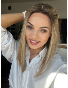 MILENA 40CM "M" DŁUGA PERUKA Z WŁOSÓW NATURALNYCH  PREMIUM  -MIKROSKÓRA 2