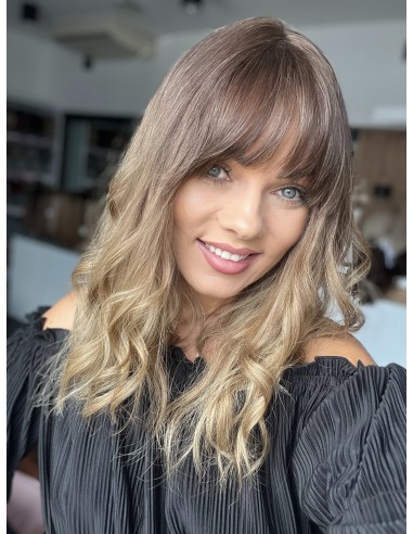 "Gabi z grzywką 40  cm Peruka z włosów naturalnych  falowanych "S/M" PREMIUM