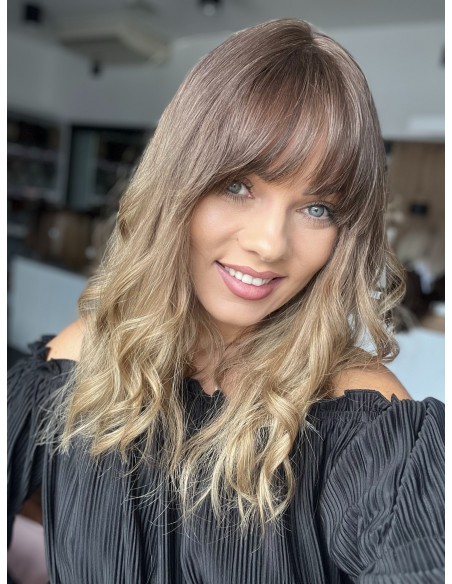 "Gabi z grzywką 40  cm Peruka z włosów naturalnych  falowanych "S/M" PREMIUM