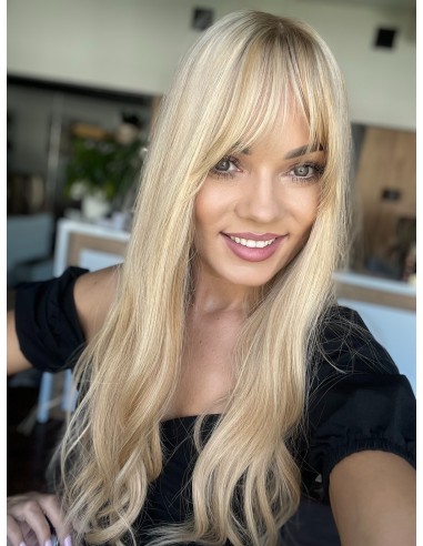 Topper z włosów naturalnych Sheila – blond 55 cm, mikroskóra