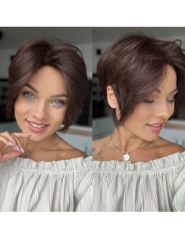 Kris brąz ll - Krótka peruka z włosów naturalnych
