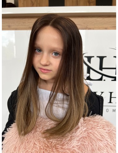 Peruka dziecięca z włosów naturalnych – ombre, lace front