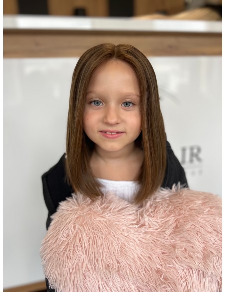 Peruka dziecięca 40 cm – włosy naturalne, ombre brąz–blond