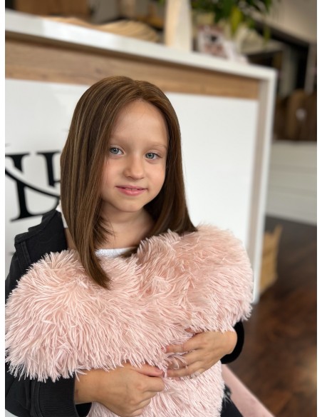 Peruka dziecięca 40 cm – włosy naturalne, ombre brąz–blond
