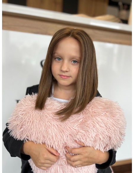Peruka dziecięca 40 cm – włosy naturalne, ombre brąz–blond