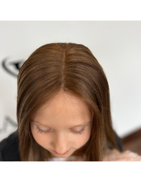 Peruka dziecięca 40 cm – włosy naturalne, ombre brąz–blond