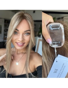 Grzywka/mini topper  z włosów naturalnych D8 baleyage blond 45 cm