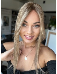 Grzywka/mini topper  z włosów naturalnych D8 baleyage blond 45 cm 2