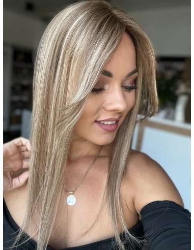 Grzywka/mini topper  z włosów naturalnych D8 baleyage blond 45 cm