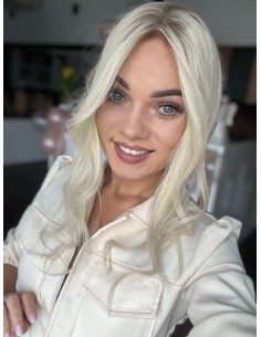 Grzywka/mini topper  z włosów naturalnych K60 platynowyblond 45 cm