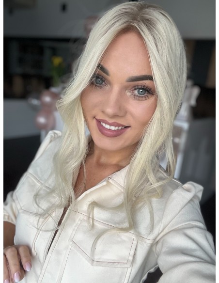 Grzywka/mini topper  z włosów naturalnych K60 platynowyblond 45 cm