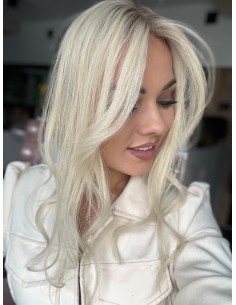 Grzywka/mini topper  z włosów naturalnych K60 platynowyblond 45 cm 2