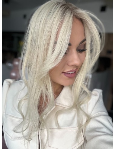 Grzywka/mini topper  z włosów naturalnych K60 platynowyblond 45 cm