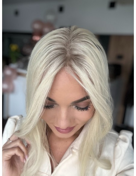 Grzywka/mini topper  z włosów naturalnych K60 platynowyblond 45 cm