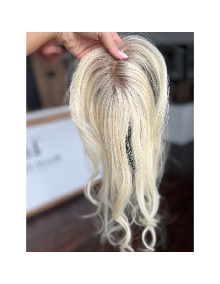 Grzywka/mini topper  z włosów naturalnych K60 platynowyblond 45 cm