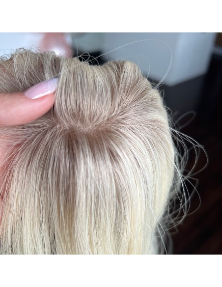 Grzywka/mini topper  z włosów naturalnych K60 platynowyblond 45 cm