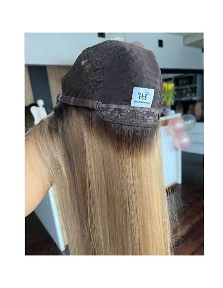 MILENA 55CM "M" DŁUGA PERUKA Z WŁOSÓW NATURALNYCH  PREMIUM  -MIKROSKÓRA