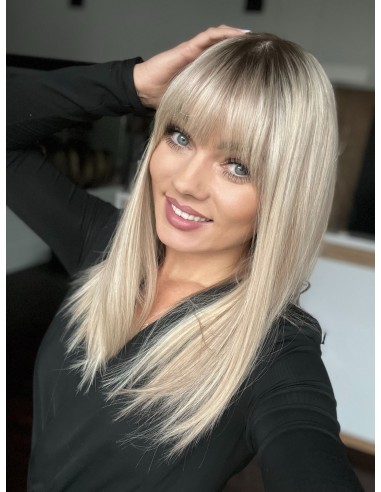 ANIA 45 CM Z GRZYWKĄ "M"-PERUKA LACE FRONT Z WŁOSÓW NATURALNYCH+MIKROSKÓRA