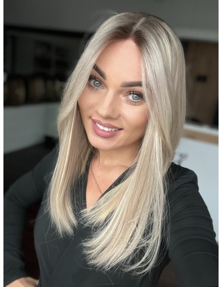 ANIA 45 CM PREMIUM "M"-PERUKA LACE FRONT Z WŁOSÓW NATURALNYCH+MIKROSKÓRA