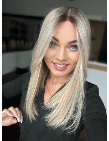 ANIA 45 CM PREMIUM "S"-PERUKA LACE FRONT Z WŁOSÓW NATURALNYCH+MIKROSKÓRA