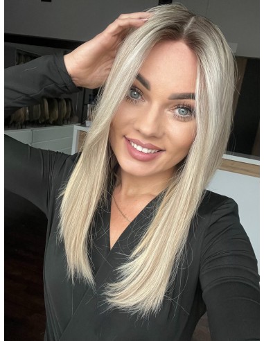 ANIA 45 CM PREMIUM "S"-PERUKA LACE FRONT Z WŁOSÓW NATURALNYCH+MIKROSKÓRA