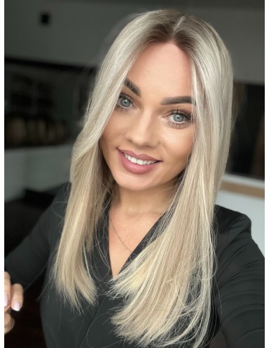 ANIA 45 CM PREMIUM "S"-PERUKA LACE FRONT Z WŁOSÓW NATURALNYCH+MIKROSKÓRA