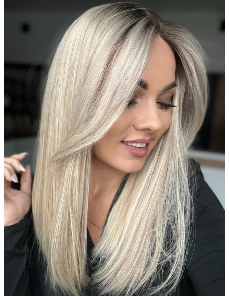 ANIA 45 CM PREMIUM "S"-PERUKA LACE FRONT Z WŁOSÓW NATURALNYCH+MIKROSKÓRA