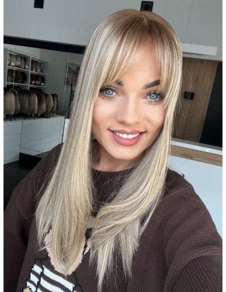 "ROSA 45 CM"TOPPER Z WŁOSÓW NATURALNYCH  BAZA 17x17