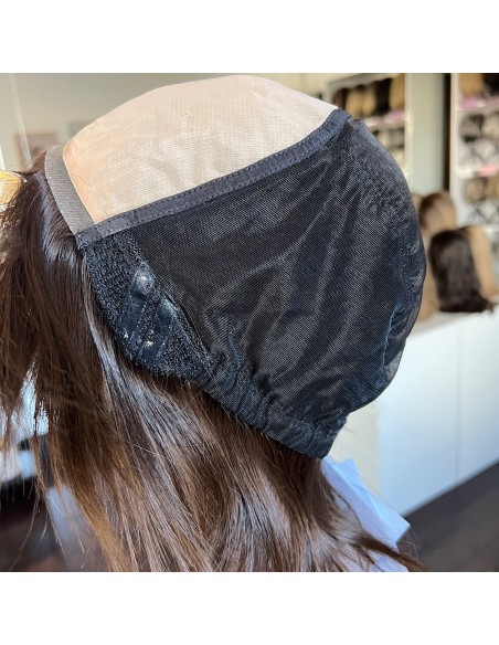 Ila K2 z grzywką+mikroskóra-Krótka peruka z włosów naturalnych