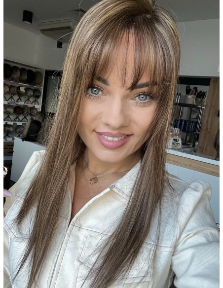 Natalia 09 z grzywką Hollywood 45 cm-Mono topper z włosów naturalnych