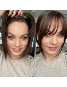 Grzywka z włosów naturalnych czekoladowy brąz