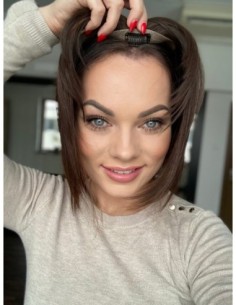 Grzywka z włosów naturalnych czekoladowy brąz 2