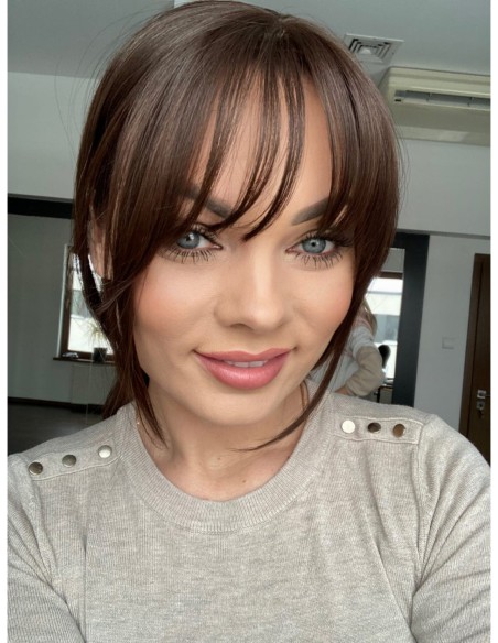 Grzywka z włosów naturalnych czekoladowy brąz