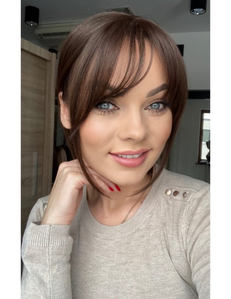 Grzywka z włosów naturalnych czekoladowy brąz