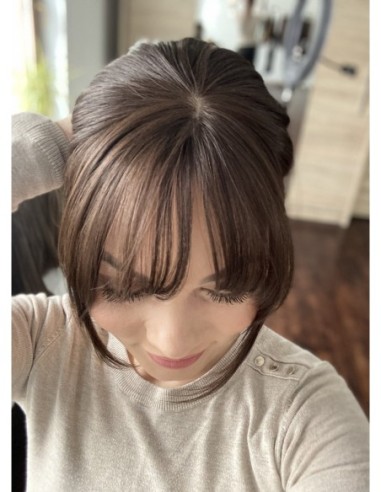 Grzywka z włosów naturalnych czekoladowy brąz