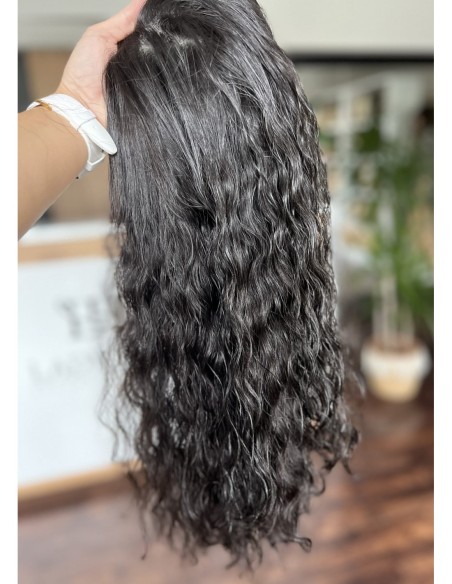 "INA 40 CM Z GRZYWKĄ" TOPPER Z WŁOSÓW NATURALNYCH  KRĘCONYCH