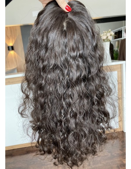 "INA 40 CM Z GRZYWKĄ" TOPPER Z WŁOSÓW NATURALNYCH  KRĘCONYCH