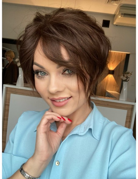 Kris brąz ll - Krótka peruka z włosów naturalnych