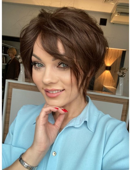 Kris brąz ll - Krótka peruka z włosów naturalnych