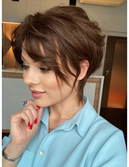 Kris brąz ll - Krótka peruka z włosów naturalnych