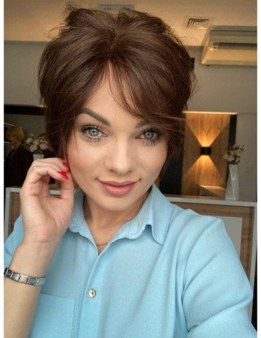 Kris brąz ll - Krótka peruka z włosów naturalnych