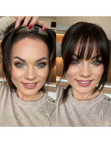 Grzywka z włosów naturalnych bardzo ciemny brąz 1B