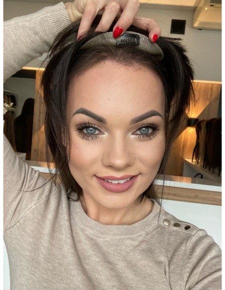 Grzywka z włosów naturalnych bardzo ciemny brąz 1B