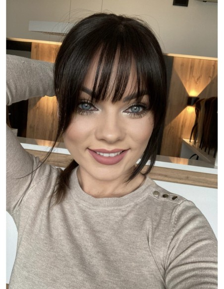 Grzywka z włosów naturalnych bardzo ciemny brąz 1B