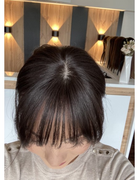 Grzywka z włosów naturalnych bardzo ciemny brąz 1B